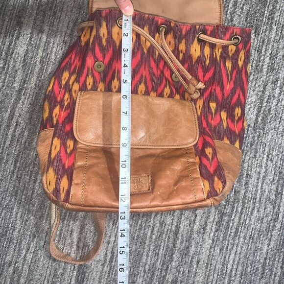 The Sak‎ Ventura Brown Canvas Leather Backpack Drawstring Tribal Aztec Womens - Picture 9 of 12